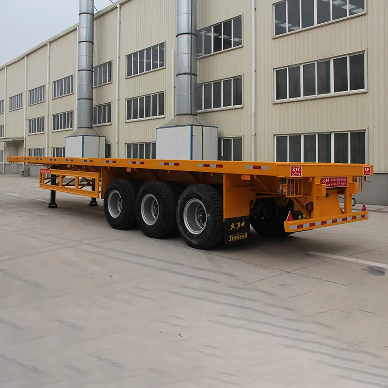 FUWA 13T axle ပါသော 12.4m 3-axle flatbed semi trailer