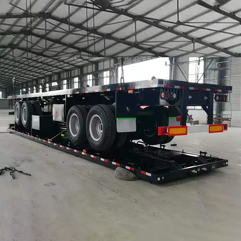 FUWA 13T axle ပါရှိသော ပေ ၄၀ ပေ ၃ ချပ်ပြား တစ်ပိုင်းတွဲ နောက်တွဲ