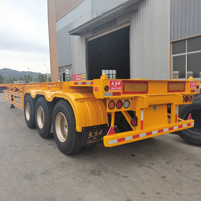 JOST 2 လက်မ King Pin ပါရှိသော 45 ပေ 3-axle အရိုးစုနောက်တွဲယာဉ်