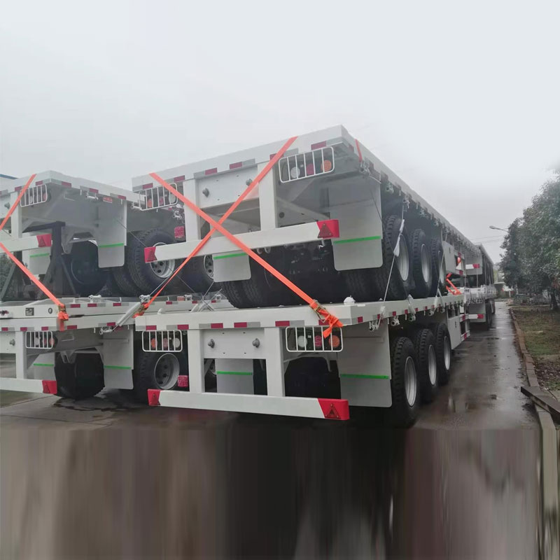 China 40ft 3 Axles Flatbed Semi Trailers ထုတ်လုပ်သူကုန်ပစ္စည်းပေးသွင်းသူတင်ပို့သူ