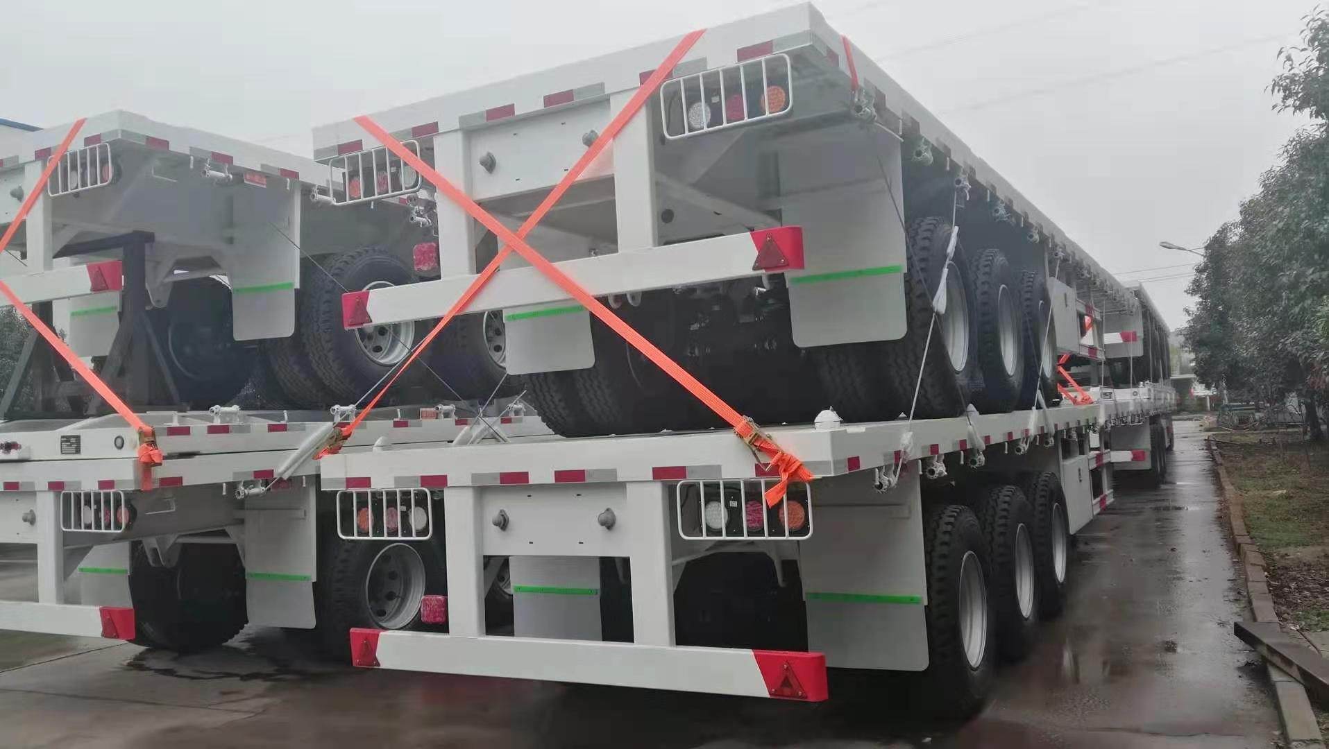 China 40ft 3 axles flatbed semi trailers ထုတ်လုပ်သူ တင်ပို့ရောင်းချသူ